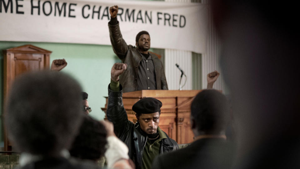 Lakeith Stanfield and Daniel Kaluuya in 'Judas and the Black Messiah'. (Credit: Glen Wilson/Warner Bros)