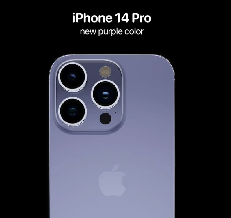 ▲據傳這次 iPhone 14 Pro 會加入紫色，成為新機的代表色。(渲染圖，圖／翻攝Apple Hub)