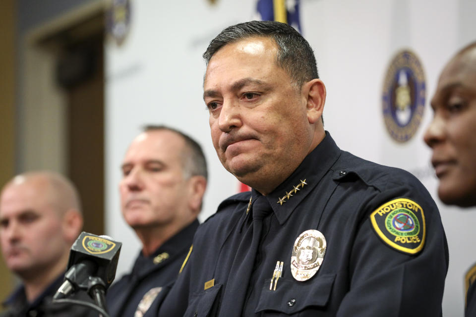 FILE - In this Nov. 20, 2019 file photo, Houston Police Chief Art Acevedo speaks during a press conference at HPD headquarters in Houston. Acevedo, the Houston police chief who forged a national profile by calling for gun controls, marching with protesters after George Floyd's death and criticizing President Donald Trump is taking the top job in the Miami Police Department, news outlets reported, Monday, March 15, 2021. (Jon Shapley/Houston Chronicle via AP, File)