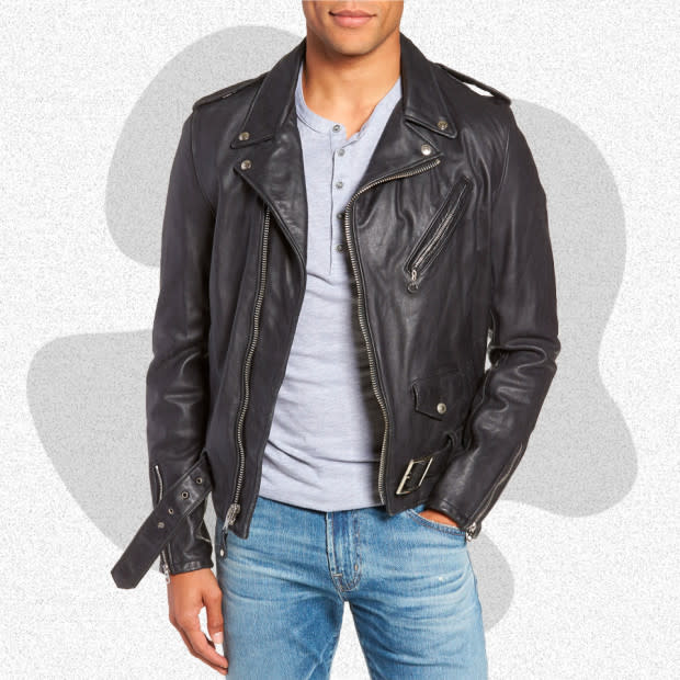 <p>Courtesy of Nordstrom</p><p>Schott makes the quintessential leather moto jacket, and in no small part — they designed the <a href="https://www.schottnyc.com/about.cfm" rel="nofollow noopener" target="_blank" data-ylk="slk:first motorcycle jacket;elm:context_link;itc:0;sec:content-canvas" class="link ">first motorcycle jacket</a> for Harley Davidson. The brand’s been doing it the same way since the 1920s, which means this hardy leather jacket is still manufactured in the US. It has a cotton plaid lining on the inside and asymmetrical zips on the outside for storage. The jacket is an extra slim fit, so don’t feel weird about going up one or even two sizes, depending on how you prefer to wear your jackets.</p><p>[$995; <a href="https://click.linksynergy.com/deeplink?id=b8woVWHCa*0&mid=1237&u1=mj-bestleatherjackets-jzavaleta-080423-update&murl=https%3A%2F%2Fwww.nordstrom.com%2Fs%2Fschott-nyc-hand-vintaged-cowhide-leather-motorcycle-jacket%2F4191082" rel="nofollow noopener" target="_blank" data-ylk="slk:nordstrom.com;elm:context_link;itc:0;sec:content-canvas" class="link ">nordstrom.com</a>]</p>