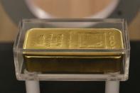 A gold bar is displayed at the currency museum of Lebanon's Central Bank in Beirut November 6, 2014. REUTERS/Jamal Saidi