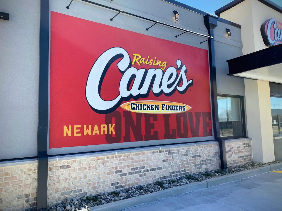 Raising Cane's, scheduled to open in mid-to-late April, in The Grove at Newark on Thursday, March 16, 2023. It's Delaware's first Raising Cane's.