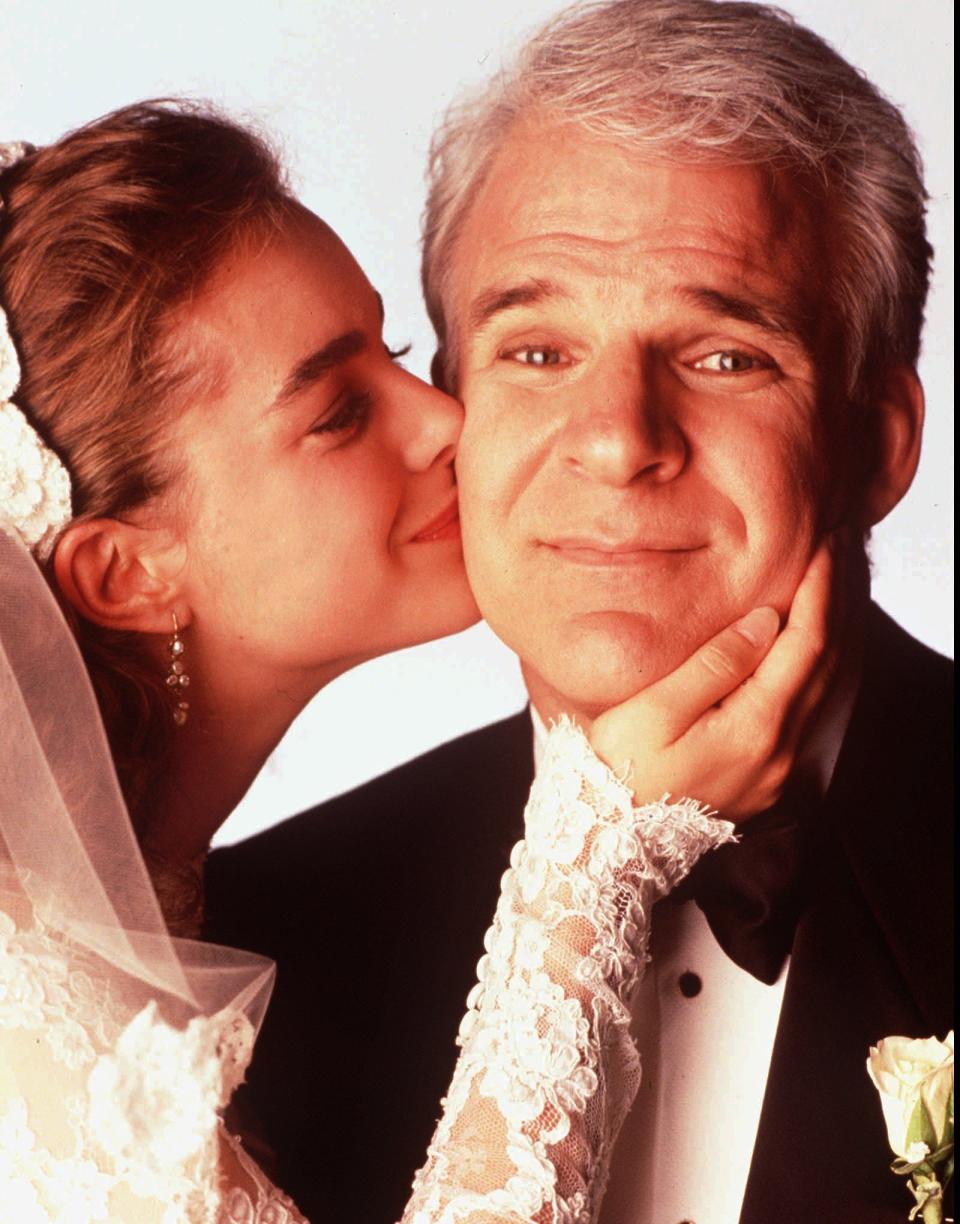 Kimberly Williams, left, and Steve Martin in a promotional still for "Father of the Bride."