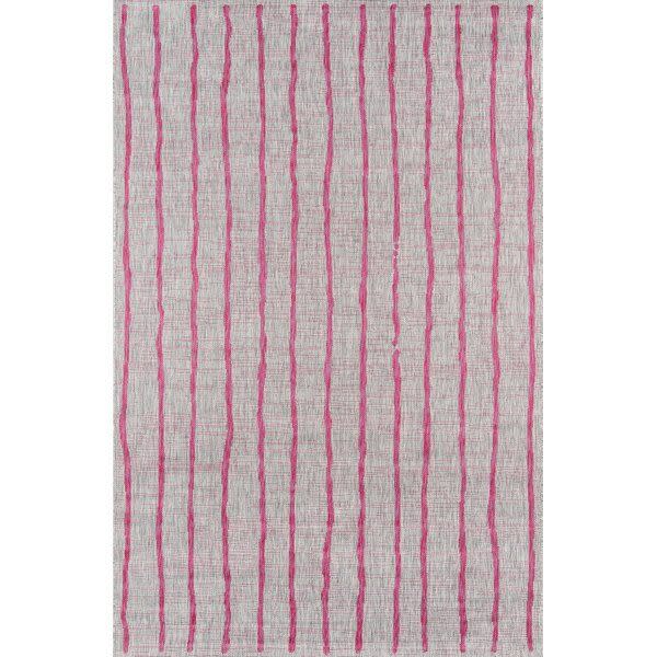 12) Sicily Striped Fuschia Indoor/Outdoor Area Rug