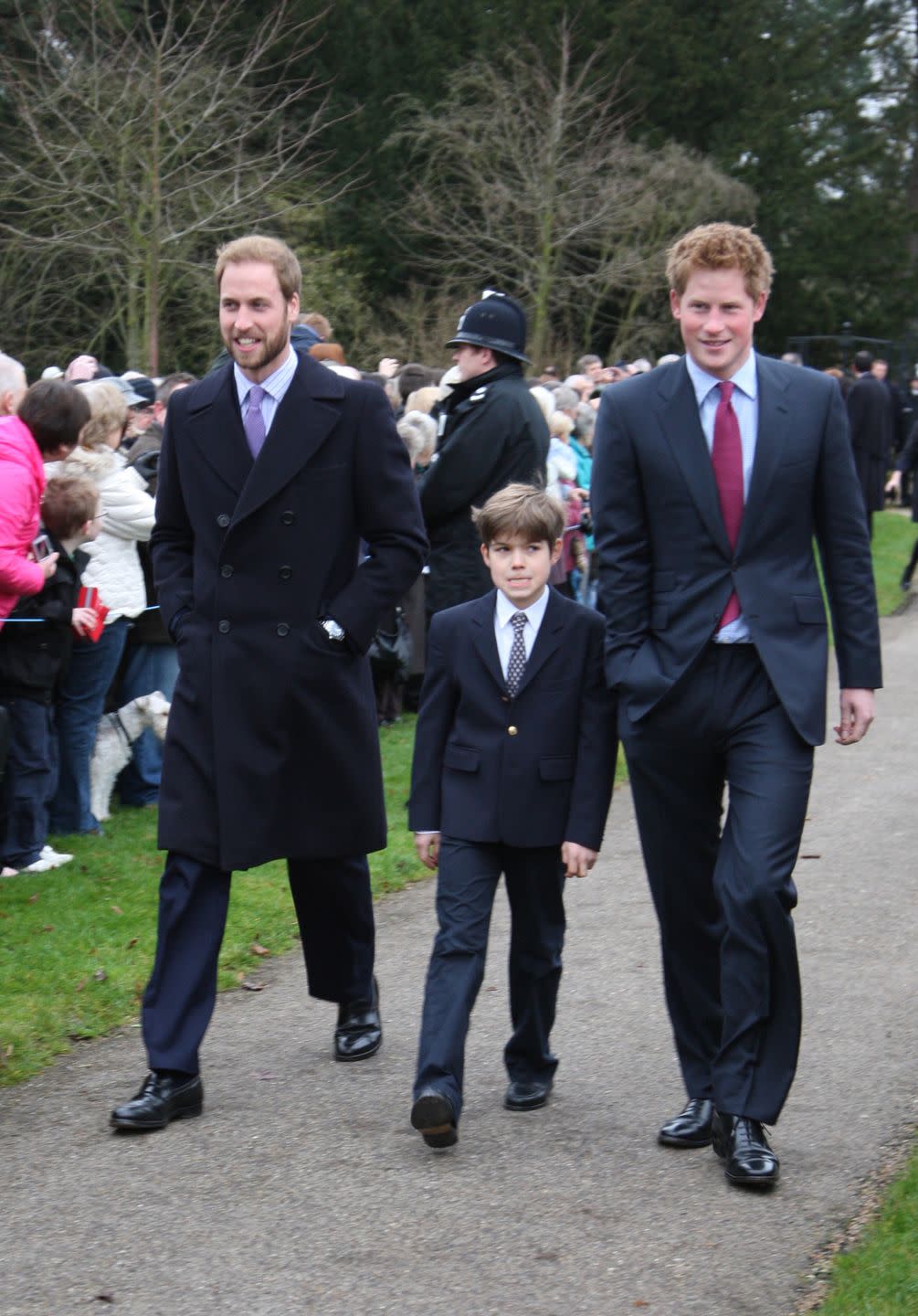 members of the royal family inclusing prince william, arthur chatto and prince harry, attend the morning service on christmas day at sandringham church photo by justin goff\uk press via getty images