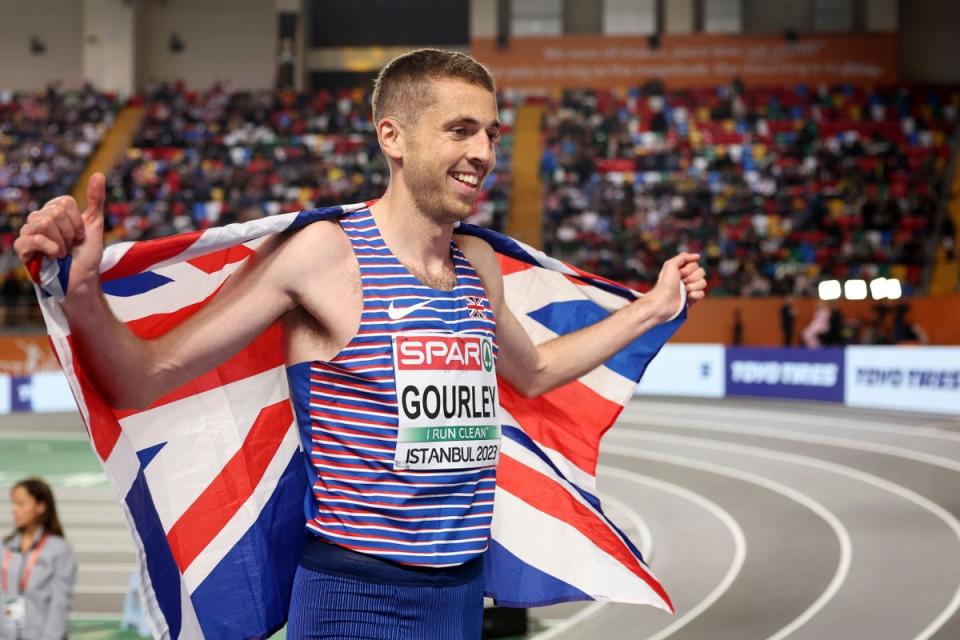 Neil Gourley won silver in the men 1500 metres at the European Indoor Championships (AP). (AP)