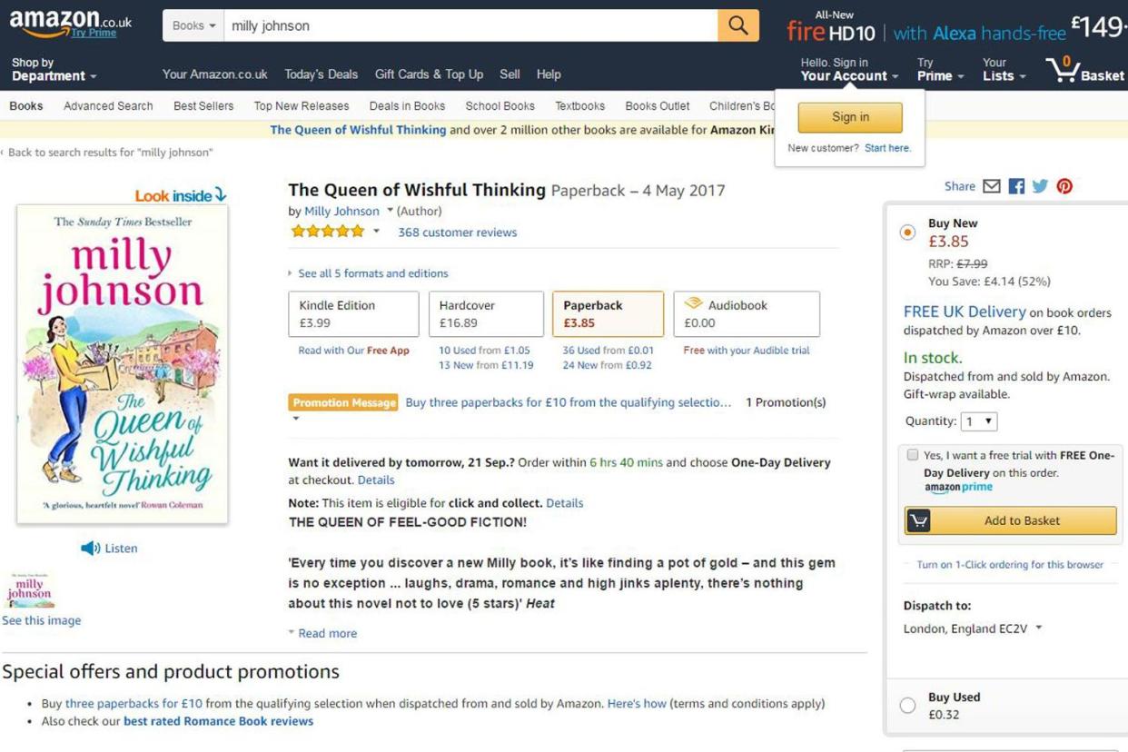 Real thing: Milly Johnson's real books are bestsellers on the site: Amazon