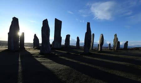 The Callanish Stones cast a shadow from the rising sun on the Isle of Lewis and Harris, an island off the northwestern tip of Scotland in the Outer Hebrides, BritainApril 28, 2016. REUTERS/Russell Cheyne/Files