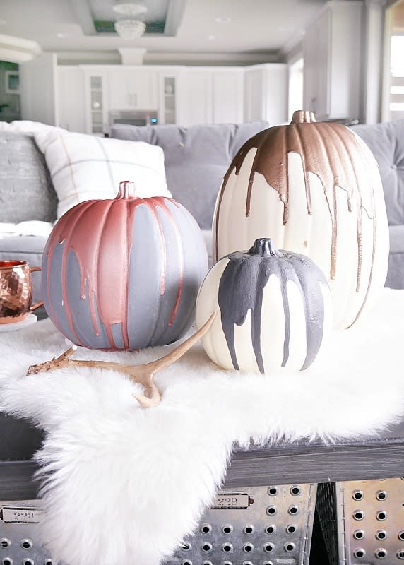 Go for a modern look by spray painting a few pumpkins metallic, making one very stylish Halloween decoration.