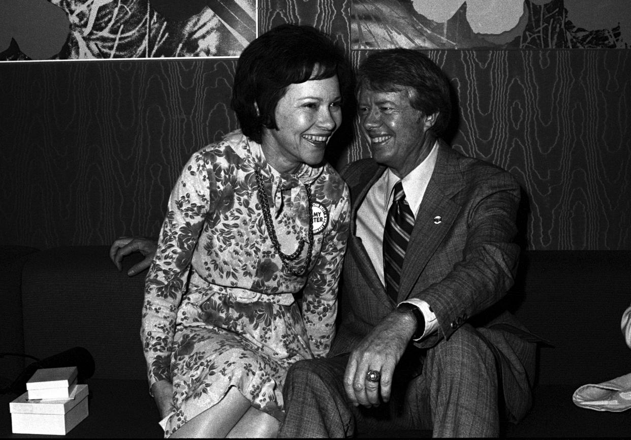 Jimmy and Rosalynn Carter at a Valentine's Day fundraiser in 1976. (Rick Diamond/Getty Images)