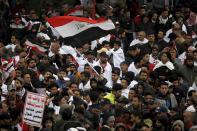 Followers of Shiite cleric Muqtada al-Sadr gather in Baghdad, Iraq, Friday, Jan. 24, 2020. Thousands of supporters of an influential, radical Shiite cleric gathered Friday in central Baghdad for a rally to demand that American troops leave the country amid heightened anti-US sentiment after a drone strike ordered by Washington earlier this month killed a top Iranian general in the Iraqi capital. (AP Photo)