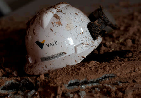 FILE PHOTO: A helmet with a logo of Vale SA is seen in a collapsed tailings dam owned by the company, in Brumadinho, Brazil February 13, 2019. REUTERS/Washington Alves/File photo