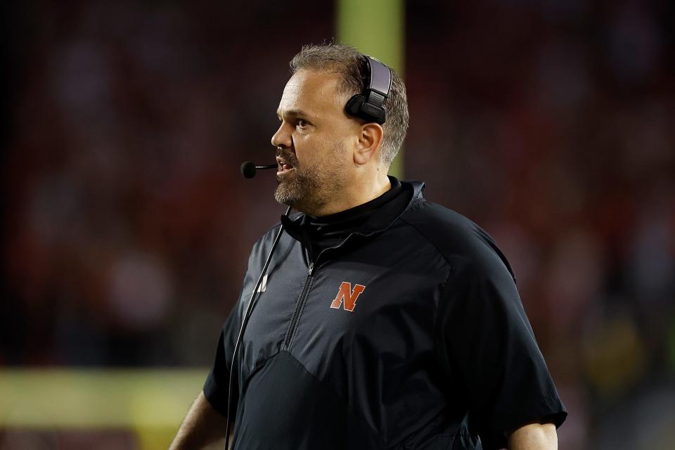 MADISON, WISCONSIN - NOVEMBER 18: Matt Rhule head coach of the Nebraska Cornhuskers looks on third quarter against the Wisconsin Badgers at Camp Randall Stadium on November 18, 2023 in Madison, Wisconsin. (Photo by John Fisher/Getty Images)