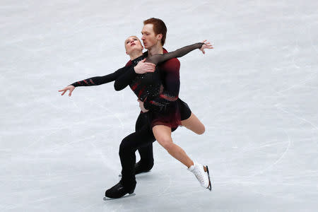 ISU World Figure Skating Championships - Saitama Super Arena, Saitama, Japan - March 20, 2019. Evgenia Tarasova and Vladimir Morozov of Russia in action during the Pairs Short Program. REUTERS/Issei Kato