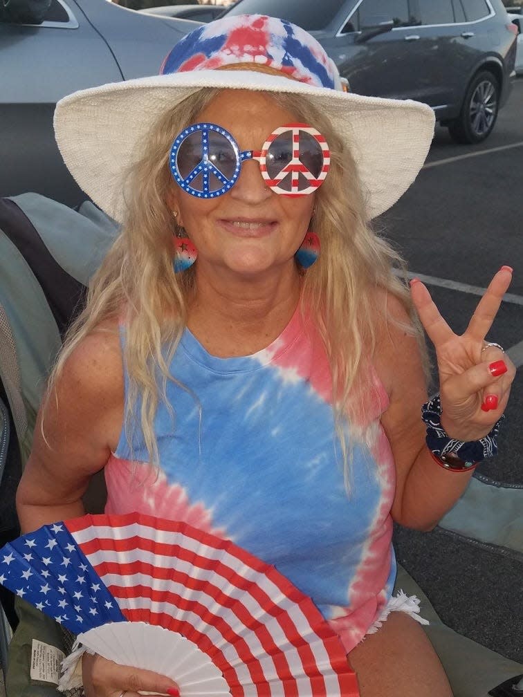 Terri Jensen is pictured on July 4, 2022, her favorite holiday of the year, about three months before her sudden death in October.