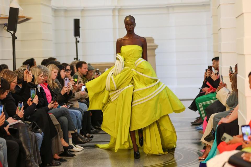 london, england february 17 a model walks the runway at the roksanda show during london fashion week february 2024 on february 17, 2024 in london, england photo by hoda davainedave benettgetty images