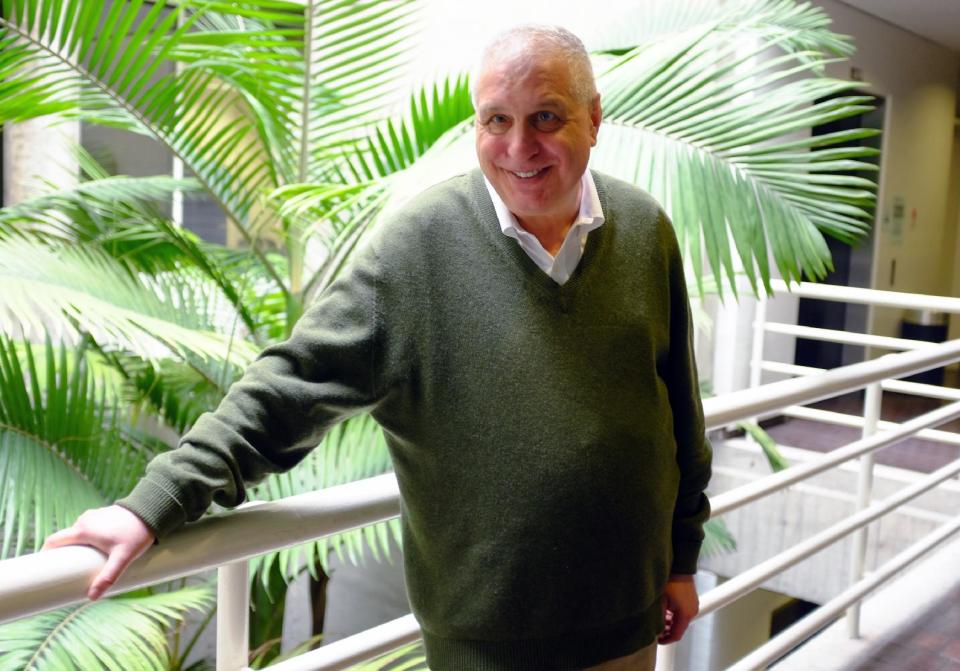 This Monday, March 24, 2014 photo shows director Errol Morris posing for a photo in Los Angeles. Morris directed the recently released film "The Unknown Known: The Life and Times of Donald Rumsfeld." Morris spent more than 30 hours interviewing Donald Rumsfeld. He sifted through thousands of memos _ “snowflakes,” Rumsfeld called them _ from the former Secretary of Defense and architect of the Iraq War. (AP Photo/Richard Vogel)