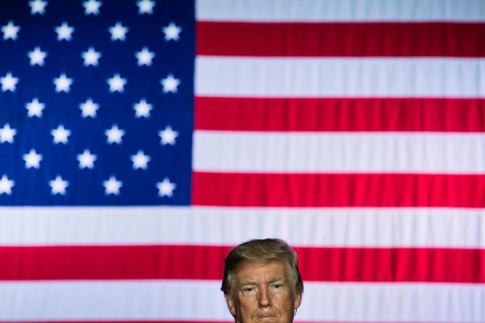 US President Donald Trump speaks about tax reform at the Indiana Farm Bureau building on the Indiana State Fairgrounds September 27, 2017 in Indianapolis, Indiana. (Photo: BRENDAN SMIALOWSKI/AFP/Getty Images) 