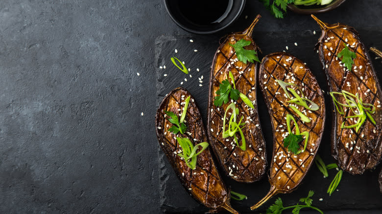 miso glazed eggplant with sesame seeds