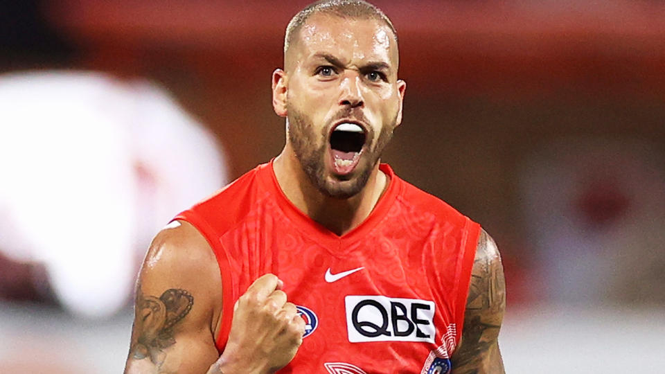 The AFL has issued an apology to Lance Franklin, saying the language used during his tribunal hearing has no place in the future. (Photo by Cameron Spencer/AFL Photos/via Getty Images)