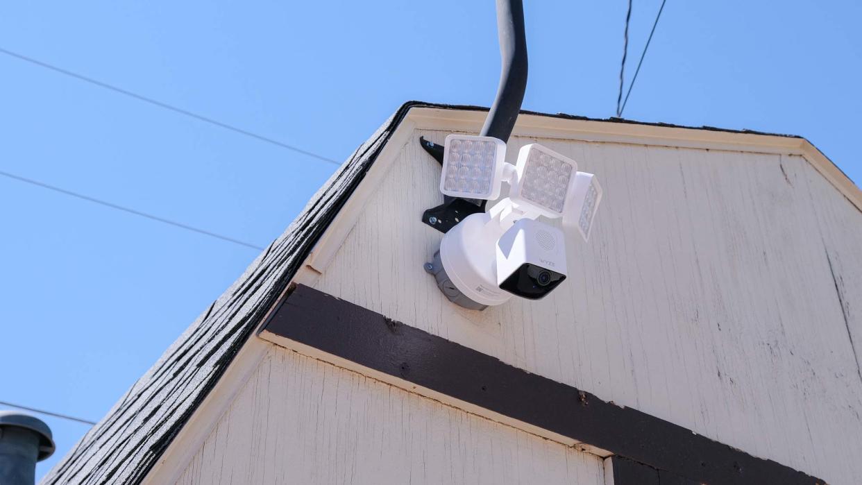  Wyze Cam Floodlight Pro attached to side of house. 