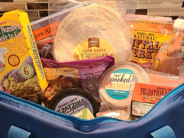 freezer bag full of trader joes products from lori hong