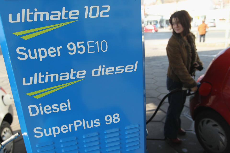 BERLIN, GERMANY - MARCH 04:  A young woman fills her car's gasoline tank with Super 95 E10 gasoline at a petrol station on March 4, 2011 in Berlin, Germany. Members of Germany's association of petroleum producers announced the day before that they would stop deliveries of Super E10, which is a blend of gasoline and 10% ethanol, because stockpiles are too high and consumers are not buying enough of it.  (Photo by Sean Gallup/Getty Images)