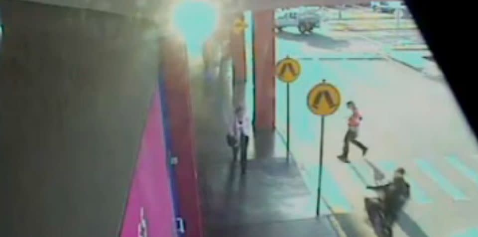 A second motorbike on the inside left speeds towards the woman before hitting her. Photo: CCTV