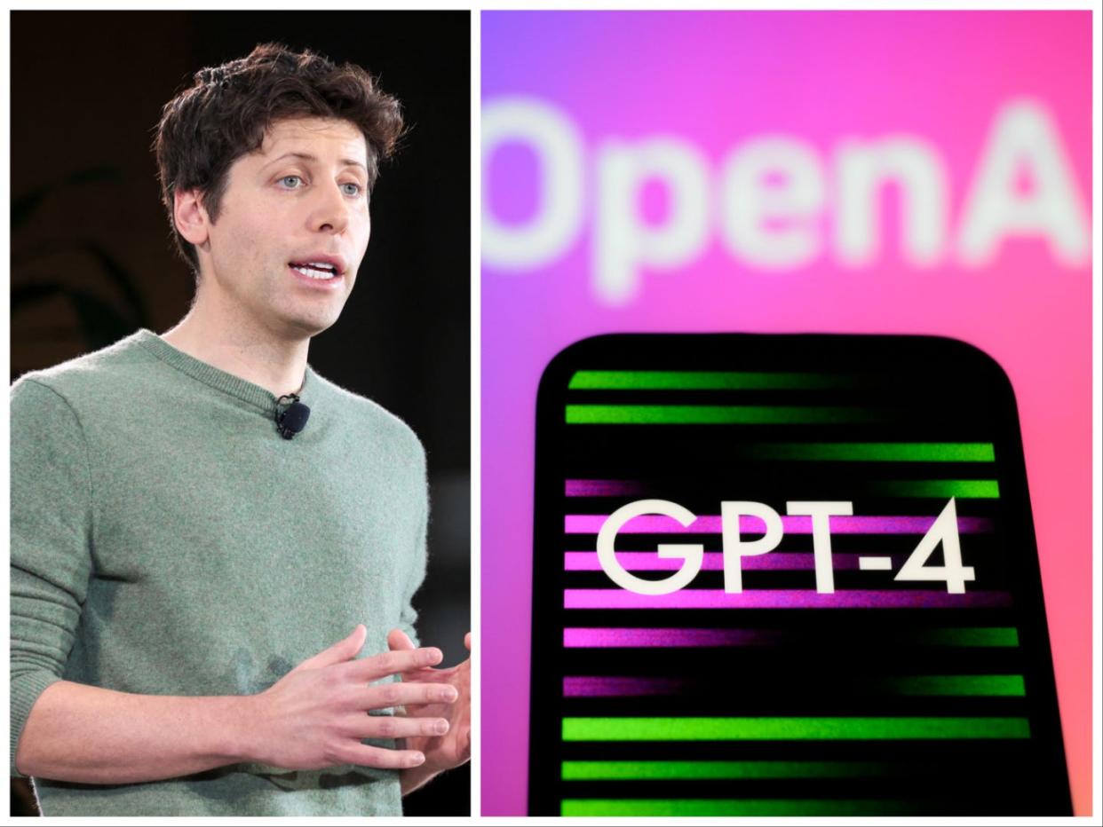 Sam Altman, the OpenAI CEO, and an illustration of GPT-4.