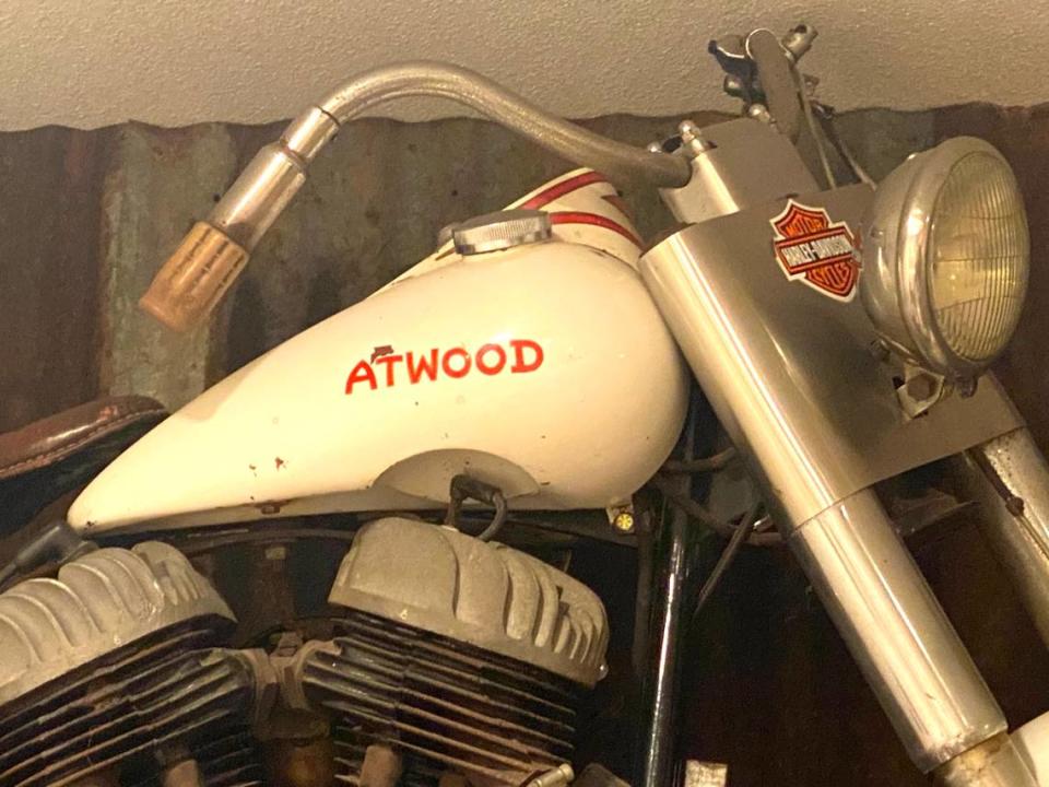 Modesto’s Fred Atwood in the 1940s built this motorcycle, now displayed in an Airbnb rental 100 miles away in Shingle Springs, Calif.