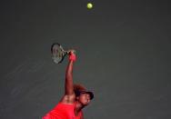 Tennis - Pan Pacific Open Women's Singles Final match - Ariake Coliseum, Tokyo, Japan - 25/09/16. Naomi Osaka of Japan serves the ball against Caroline Wozniacki of Denmark. REUTERS/Issei Kato