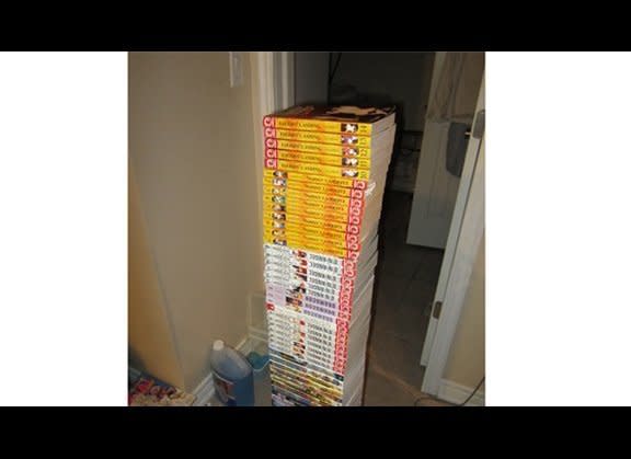 Cassandra Godin of Oshawa, Ontario, built a 76-volume tower of <a href="http://en.wikipedia.org/wiki/Manga" target="_hplink">manga books.</a> In order for the record to count, the tower must consist only of volumes of manga and may not rest against walls or have any external support.