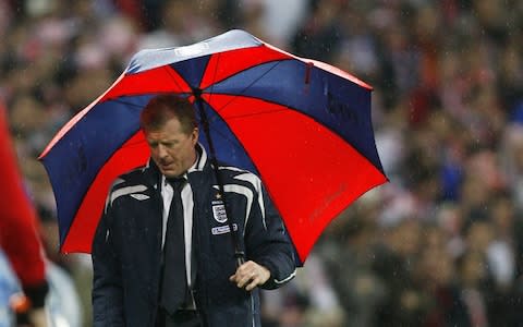 England football manager Steve McClaren watches his team lose 3-2 to Croatia in a Group E Euro 2008 Qualifying game at Wembley - Credit: GETTY IMAGES