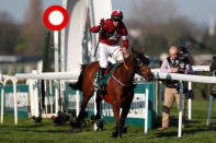 Horse Racing - Grand National Festival - Aintree Racecourse, Liverpool, Britain - April 6, 2019 Tiger Roll ridden by Davy Russell celebrates winning the 5.15 Randox Health Grand National Handicap Chase Action Images via Reuters/Paul Childs