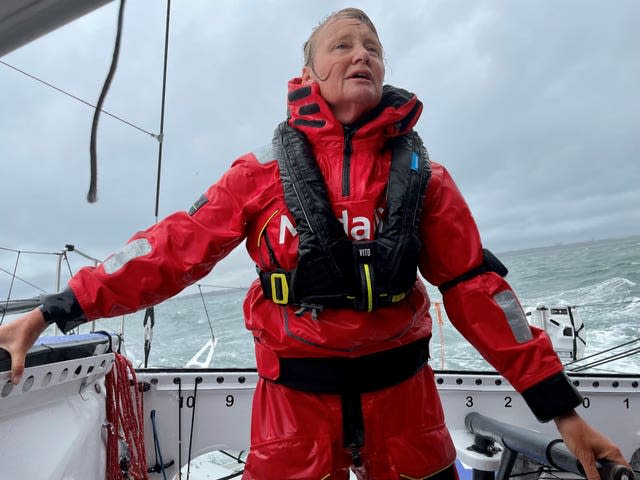 Skipper Pip Hare sails her boat, Medallia, out towards Poole Bay in Dorset (Ben Mitchell/PA wire)