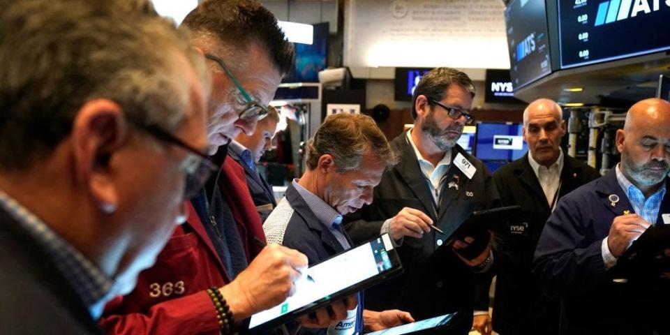 Traders work on the floor of the New York Stock Exchange on May 25, 2023 in New York City.