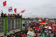 Pro-democracy protesters attend a mass rally, in Bangkok