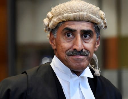 Queen's Counsel Khawar Qureshi is seen at the International Court of Justice before the issue of a verdict in the case of Indian national Kulbhushan Jadhav in The Hague