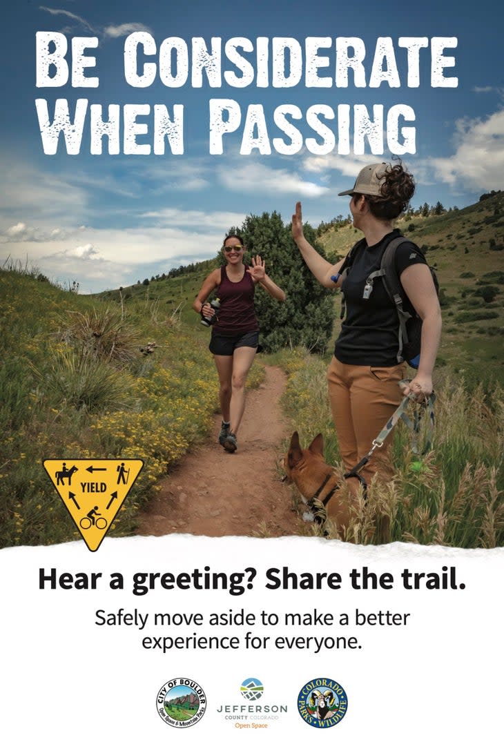 <span class="article__caption">Research by JCOS land managers concluded that signage can help facilitate friendly interactions between trail users.</span>