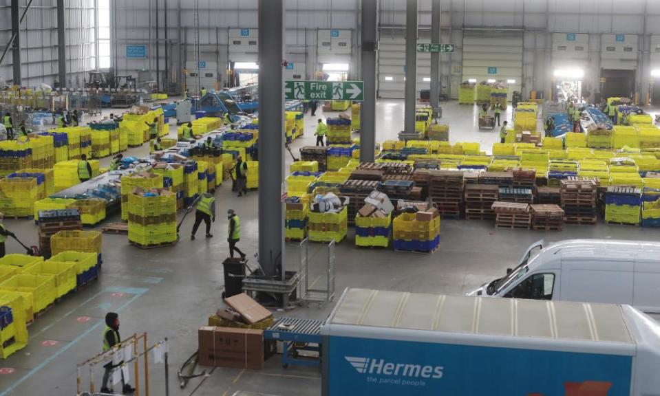 .The vast sorting hub at Hermes’ Hemel Hempstead site.