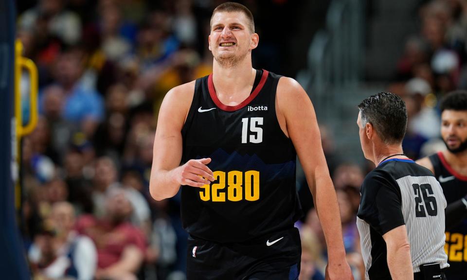 <span><a class="link " href="https://sports.yahoo.com/nba/players/5352/" data-i13n="sec:content-canvas;subsec:anchor_text;elm:context_link" data-ylk="slk:Nikola Jokić;sec:content-canvas;subsec:anchor_text;elm:context_link;itc:0">Nikola Jokić</a>’s <a class="link " href="https://sports.yahoo.com/nba/teams/denver/" data-i13n="sec:content-canvas;subsec:anchor_text;elm:context_link" data-ylk="slk:Denver;sec:content-canvas;subsec:anchor_text;elm:context_link;itc:0">Denver</a> find themselves in a 0-2 hole against the <a class="link " href="https://sports.yahoo.com/nba/teams/minnesota/" data-i13n="sec:content-canvas;subsec:anchor_text;elm:context_link" data-ylk="slk:Minnesota;sec:content-canvas;subsec:anchor_text;elm:context_link;itc:0">Minnesota</a> Timberwolves.</span><span>Photograph: David Zalubowski/AP</span>