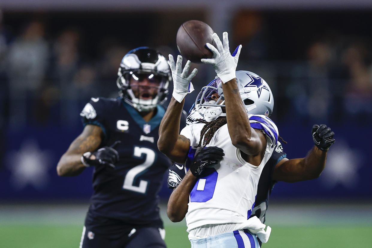 T.Y. Hilton's 52-yard catch on third-and-30 was a game-changing play in the Cowboys' victory over the Eagles. (AP Photo/Brandon Wade)