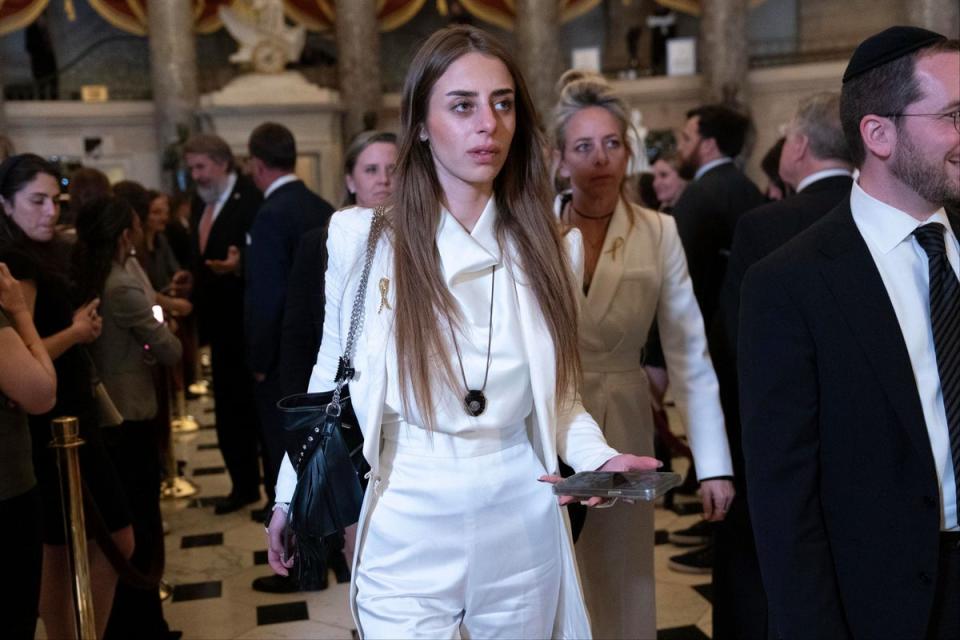 Mia Schem walking to the House chamber before Biden's speech (AP)