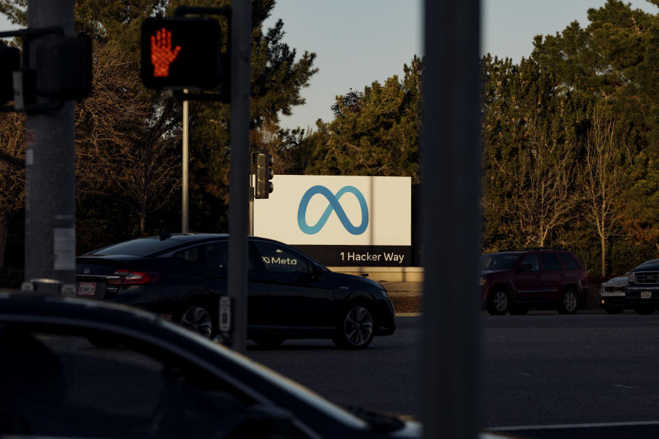 La entrada al campus de Meta en Menlo Park, California, el 1.° de enero de 2023. (Aaron Wojack/The New York Times).