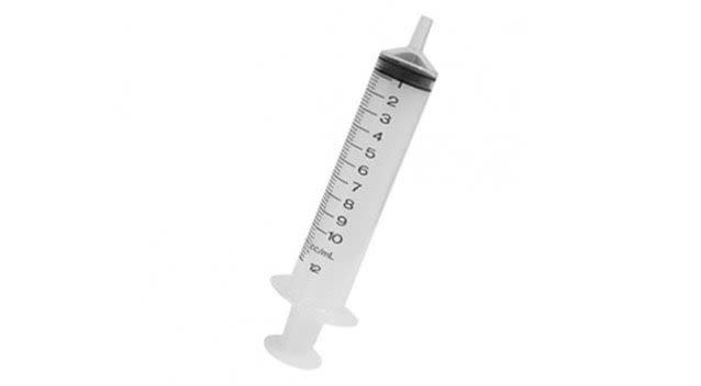 It can be done with a syringe similar to this. Source: Supplied