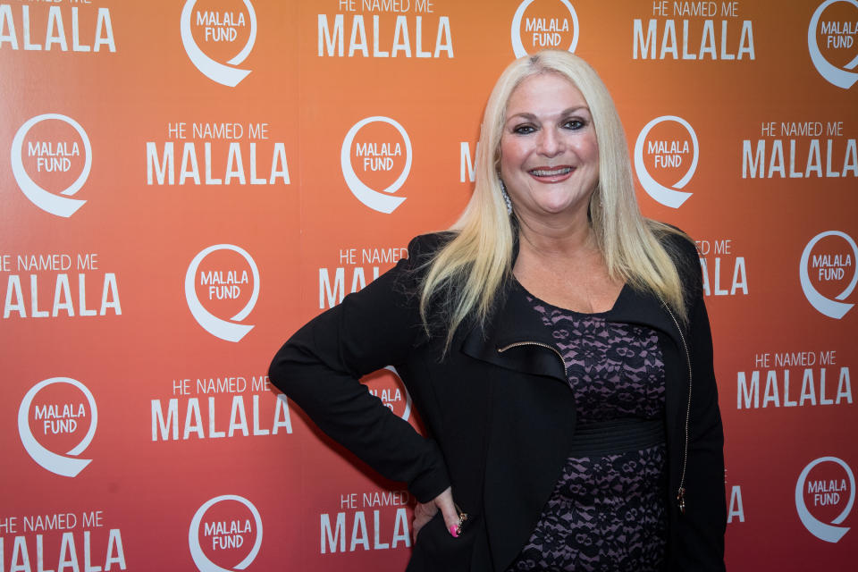 Vanessa Feltz poses for photographers upon arrival at the screening of the film 'He Named Me Malala' in London, Wednesday, Oct. 22, 2015. (Photo by Vianney Le Caer/Invision/AP)