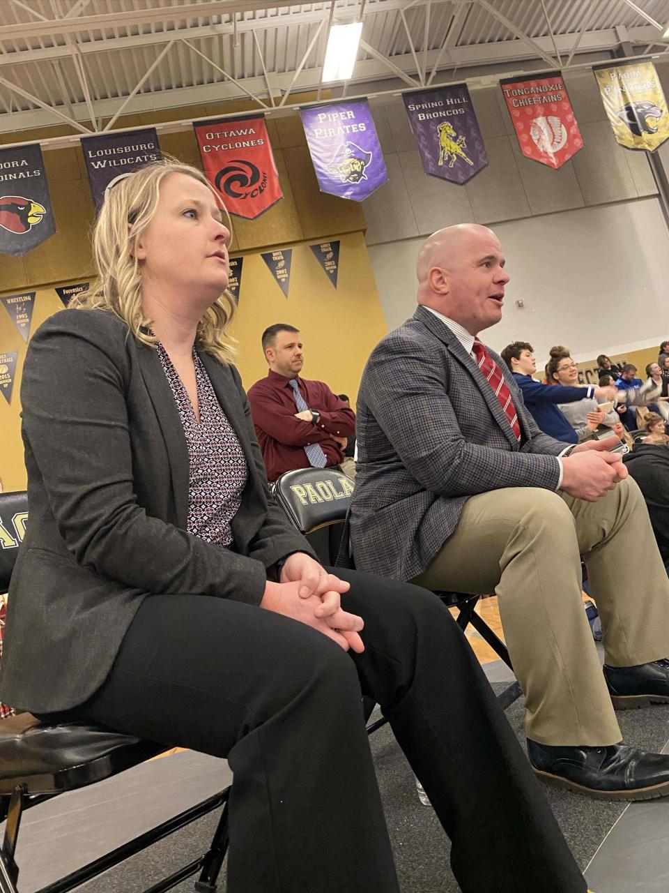 Working side by side as coaches for the Washburn Rural girls wrestling program, Damon and Lindsay Parker have led the team to two straight state championships. Though he resigned as the boys' wrestling coach, Damon will continue to coach the girls team.
