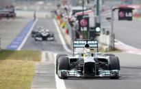 Mercedes Formula One driver Nico Rosberg of Germany drives during the qualifying session for the Korean F1 Grand Prix at the Korea International Circuit in Yeongam, October 5, 2013. REUTERS/Lee Jae-Won (SOUTH KOREA - Tags: SPORT MOTORSPORT F1)