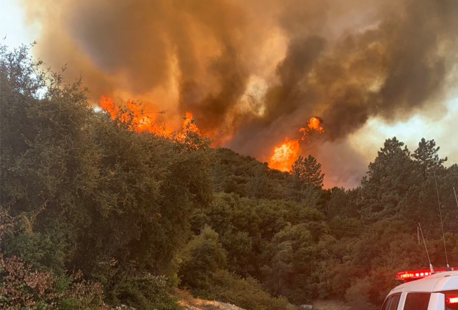 The Bobcat Fire burns near Cogswell Dam in the Angeles National Forest on Sept. 6, 2020. (Angeles National Forest/ Twitter)