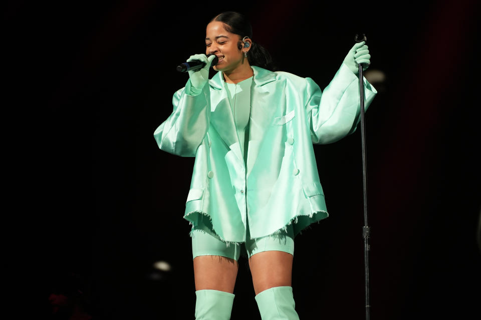 Ella Mae Performing Wearing Mint Green